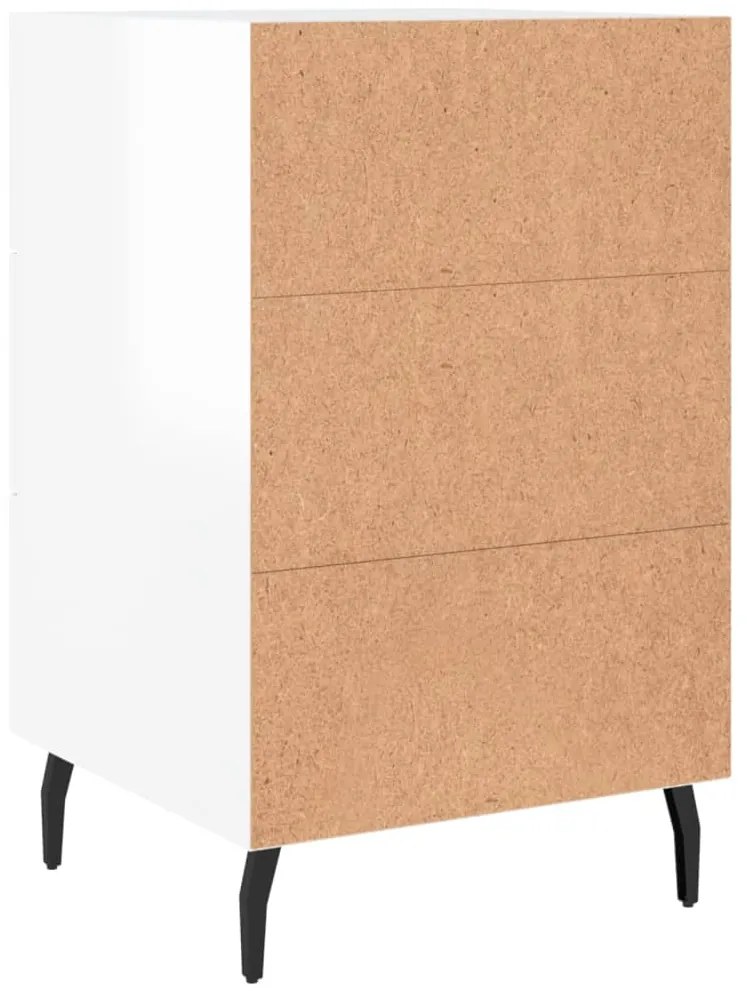 Mesa de cabeceira 40x40x66cm derivados madeira branco brilhante