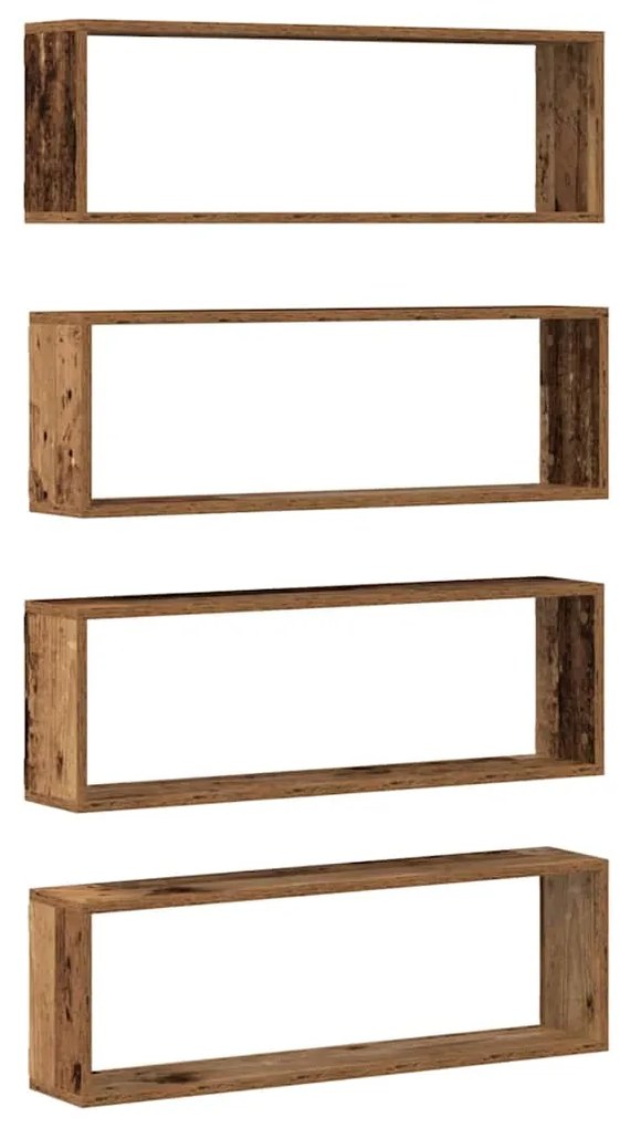 Prateleiras de Parede vidaXL 4 pcs Madeira Velha 80x15x26 cm Madeira R