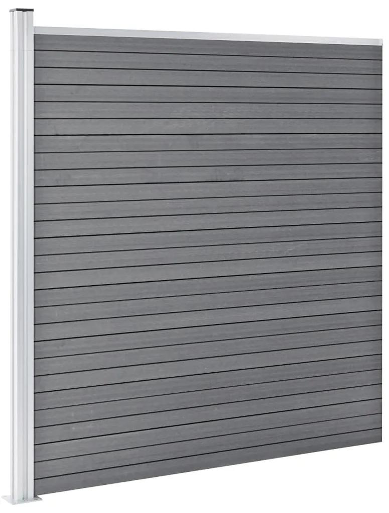 Painel vedação WPC 5 quadrados + 1 inclinado 965x186cm cinzento