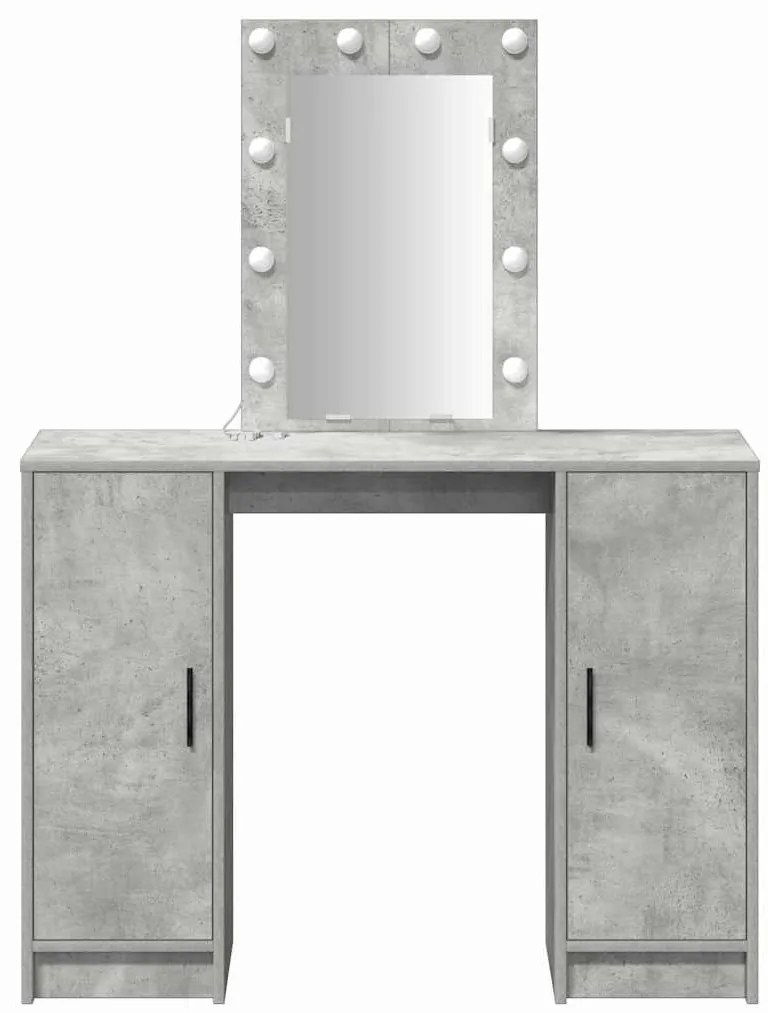 Mesa de Maquiagem vidaXL com Luzes LED Cinza Concreto 102x33x135 cm