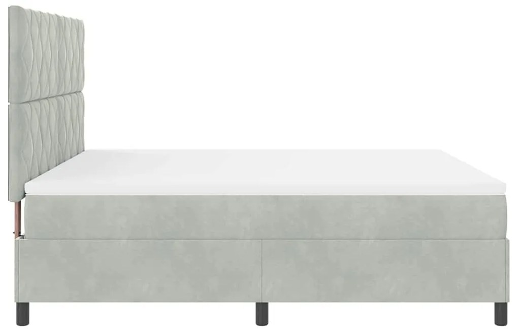 Cama Box Spring vidaXL com Colchão Cinza Claro Super King Veludo