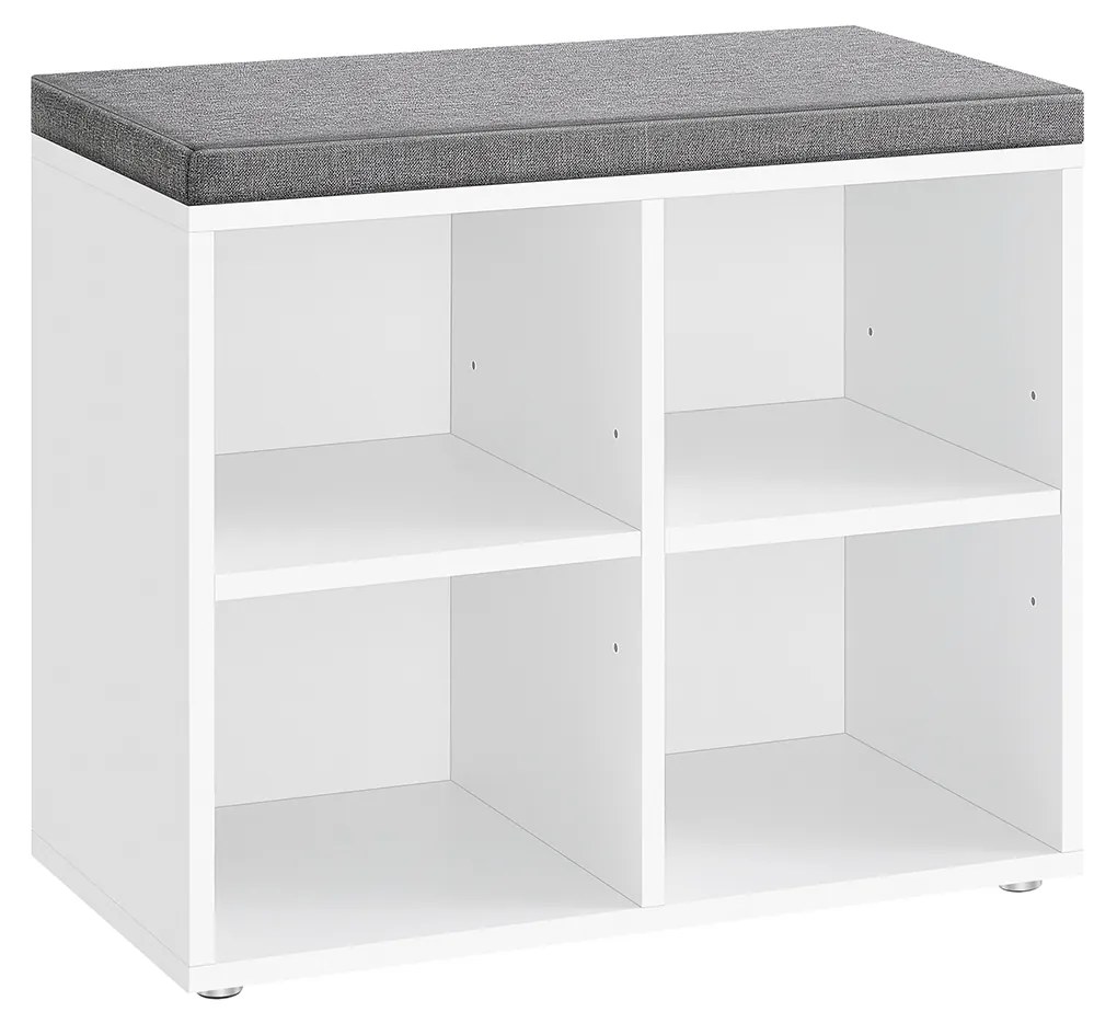 Banco sapateira com 4 compartimentos 30,5 x 59,6 x 48 cm em Cinzento e branco