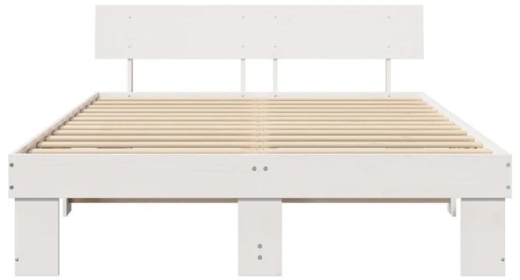 Estrutura da Cama Branco 160 x 200 cm Madeira de Pinheiro