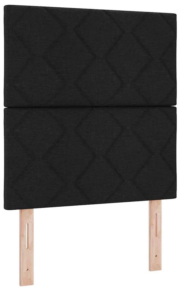 Cama Box com colchão e LED preto 90x190 cm, tecido.