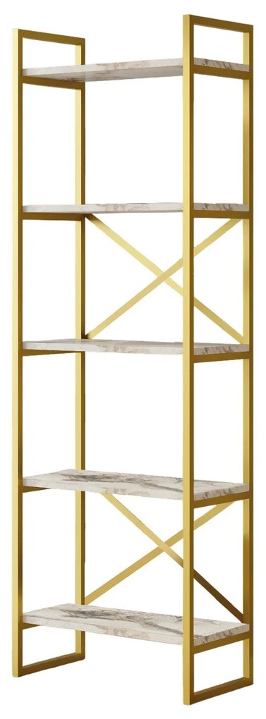 Estante VG3 – Mármore e Dourado – 58x175x30 cm