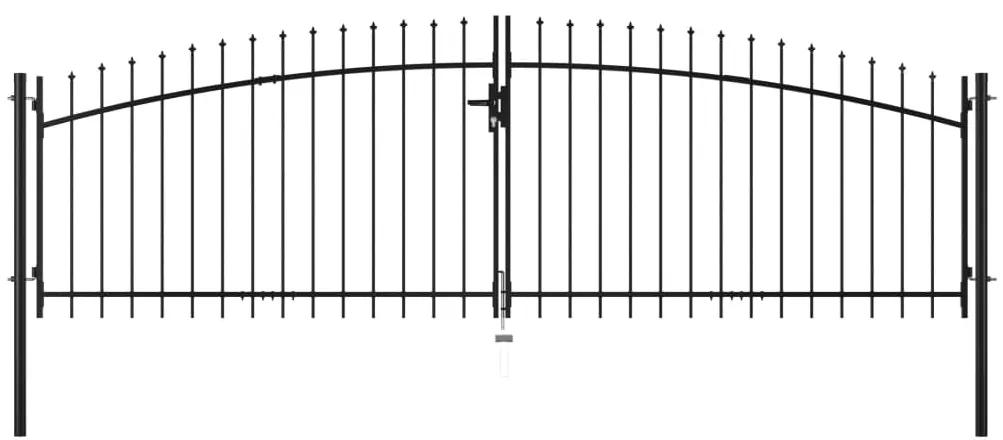 144360 vidaXL Portão de cerca com porta dupla e topo em lanças 400x150 cm