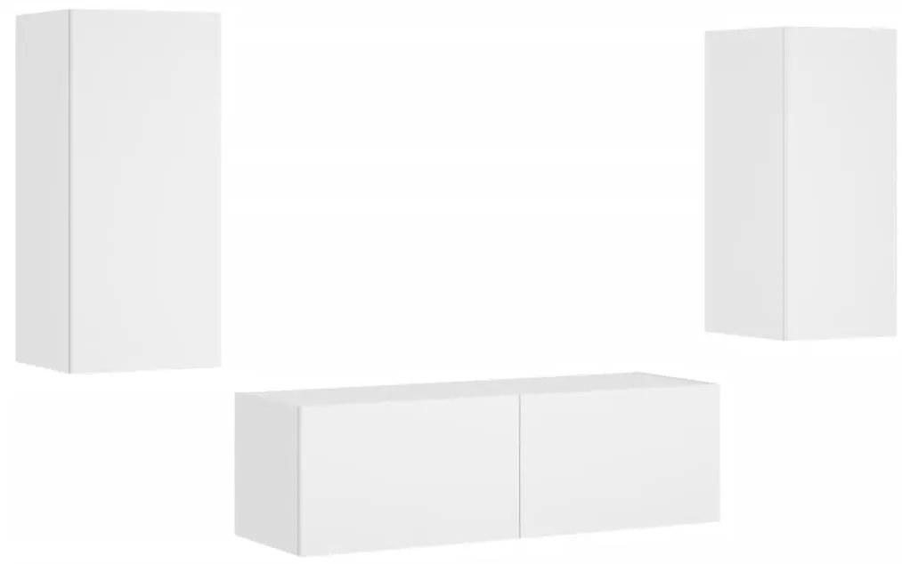 3 pcs móveis de parede para TV com luzes LED branco