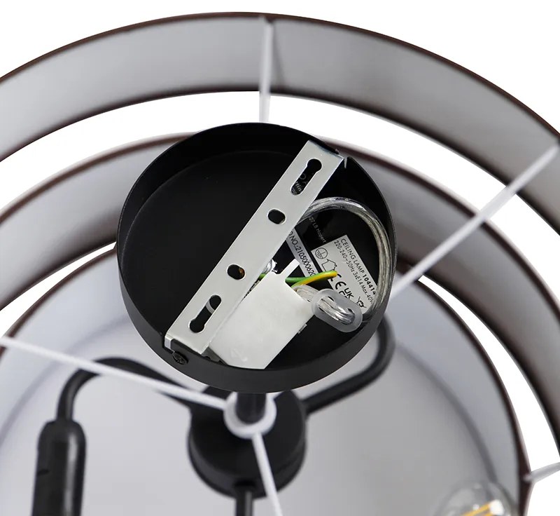 Candeeiro de teto moderno castanho 45 cm 3-luzes - Drum Trio