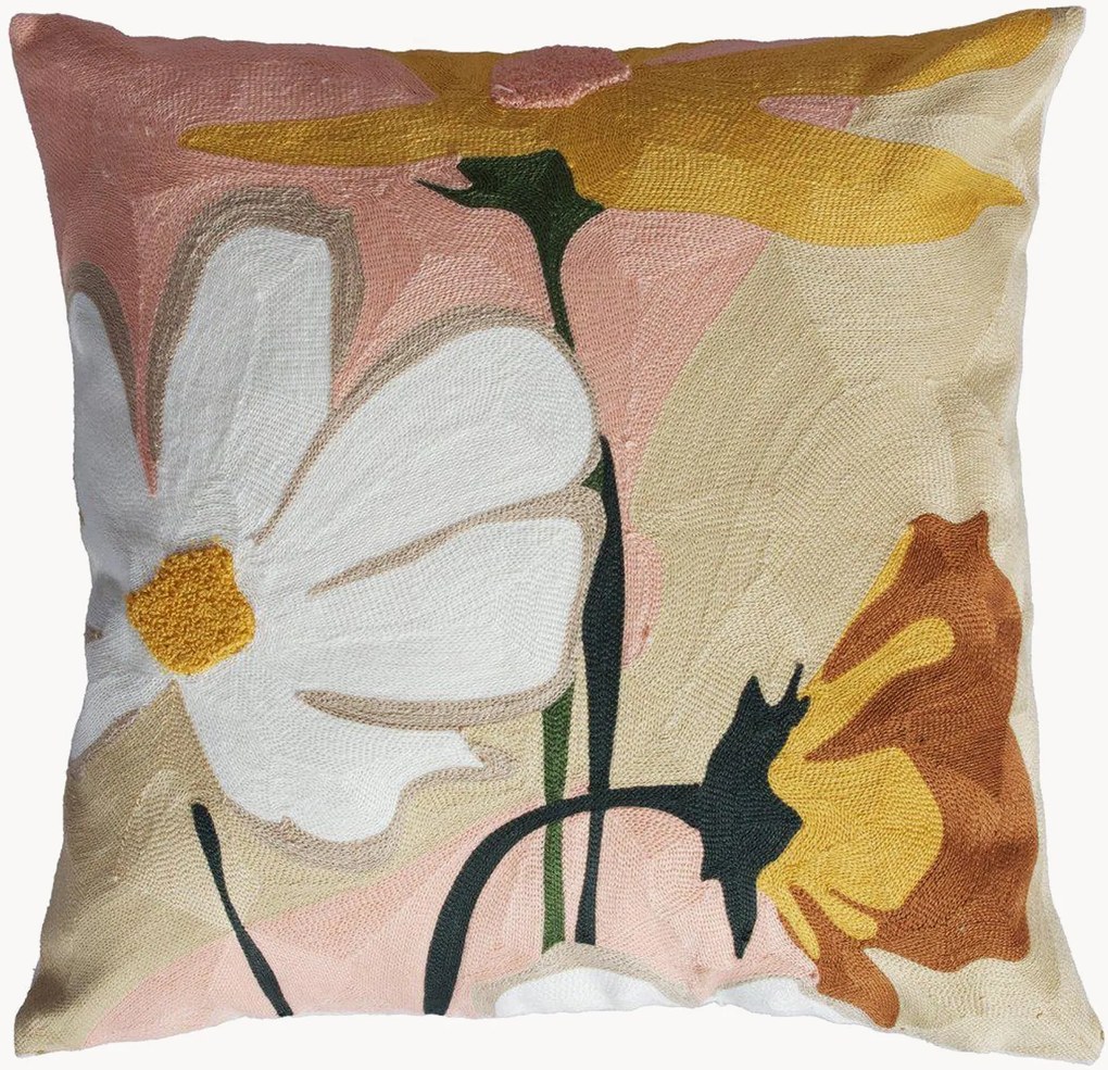 Capa de almofada bordada com design floral Signe