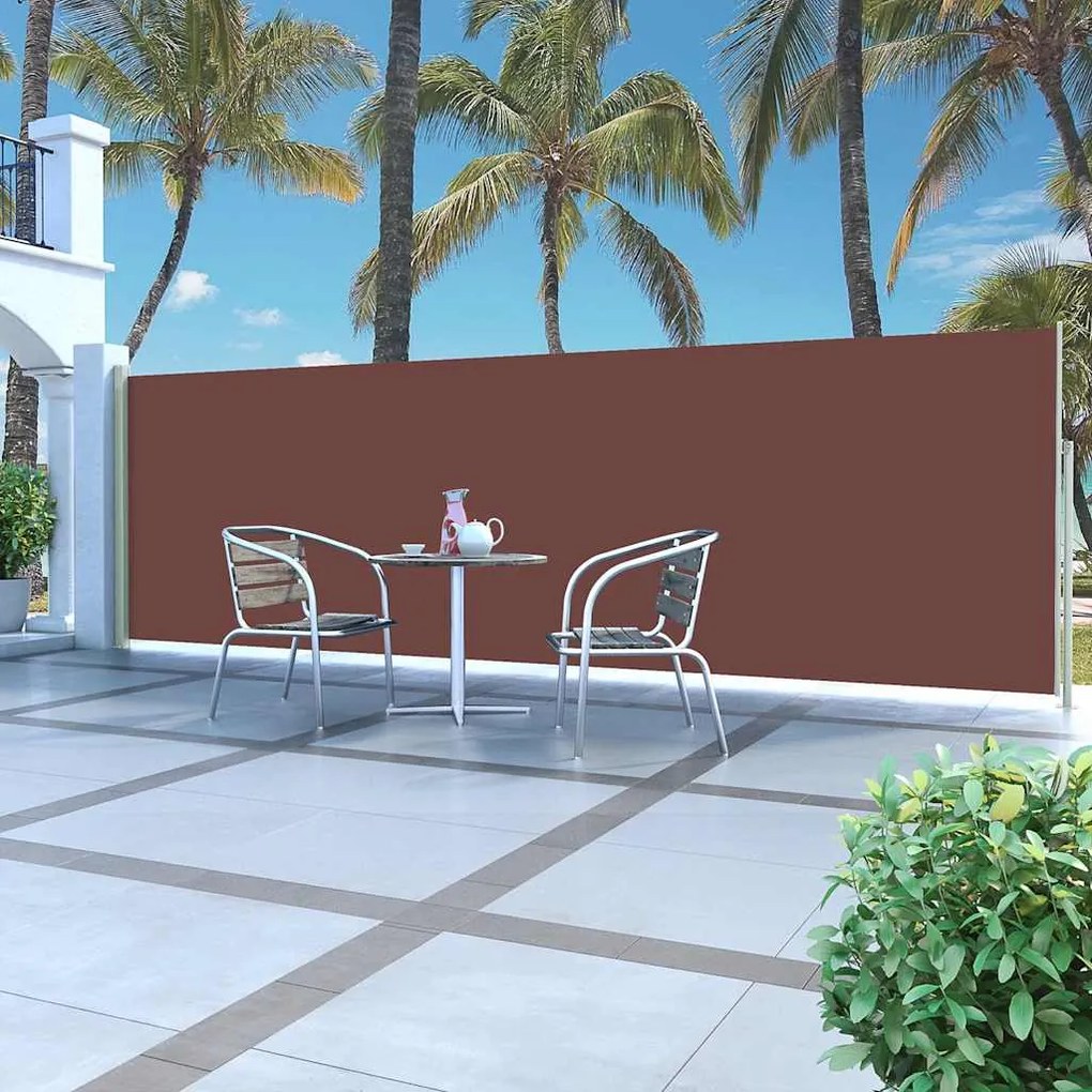 Toldo lateral retrátil 160 x 500 cm castanho