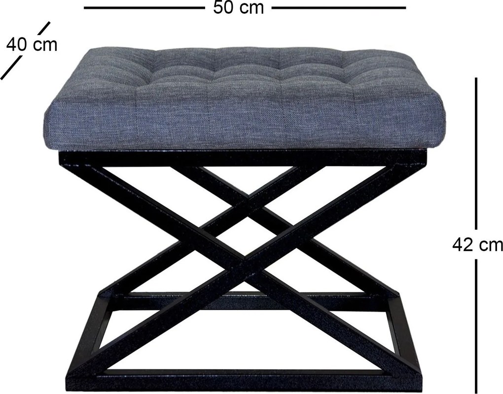 Pouffe Capraz – Preto e Azul – 50x42x40 cm