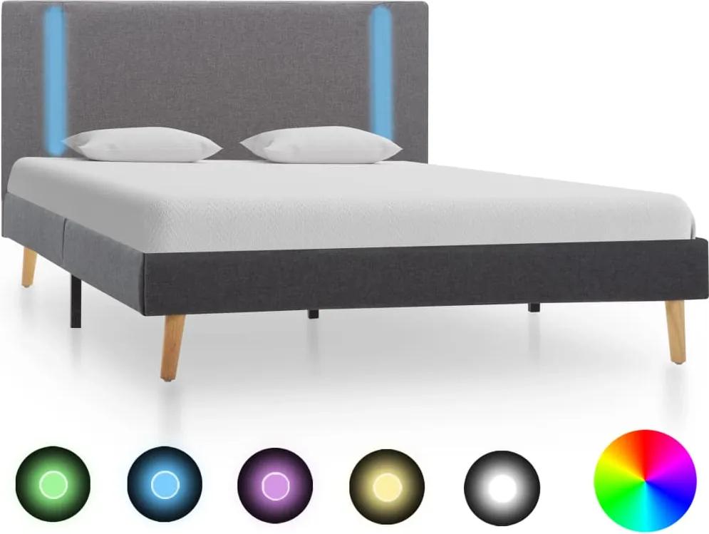 Estrutura cama c/ LED 120x200 cm tecido cinzento claro/escuro