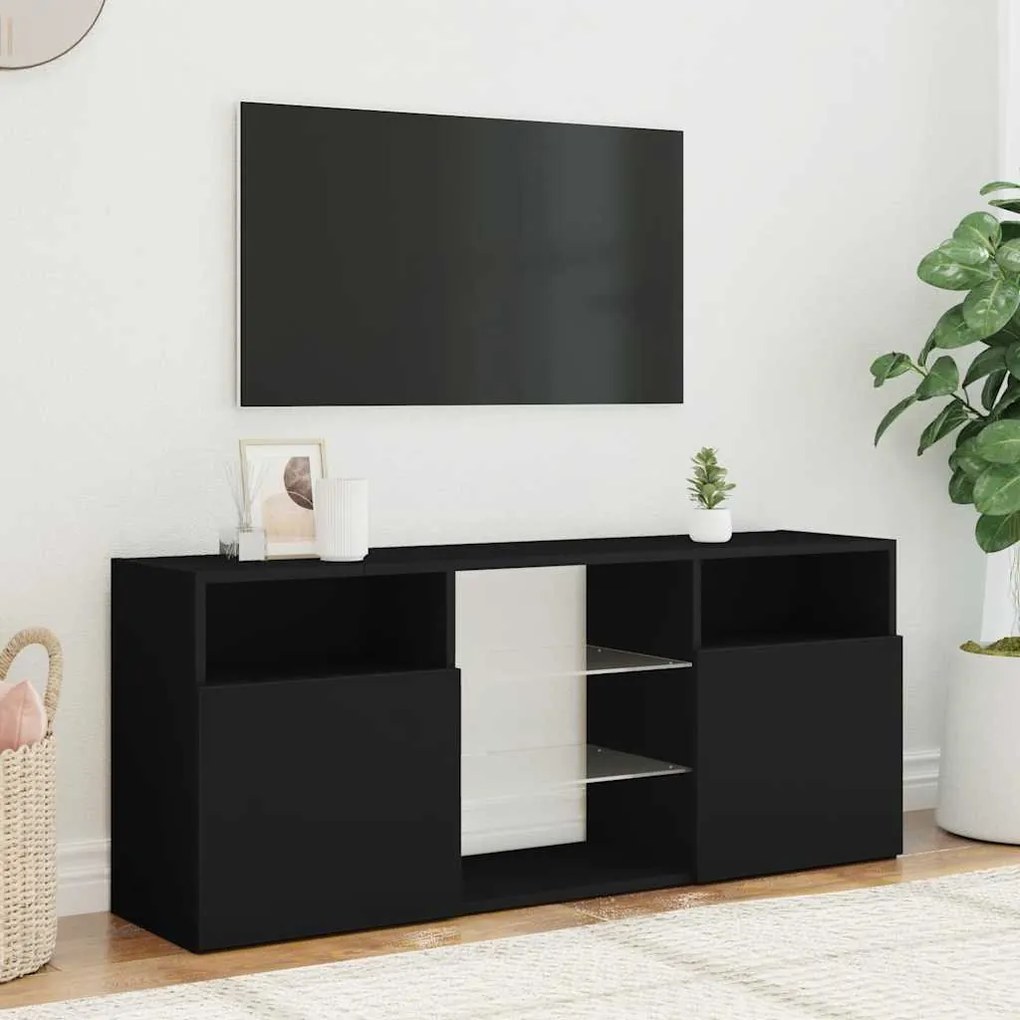 Móvel de TV com luzes LED 120x30x50 cm preto