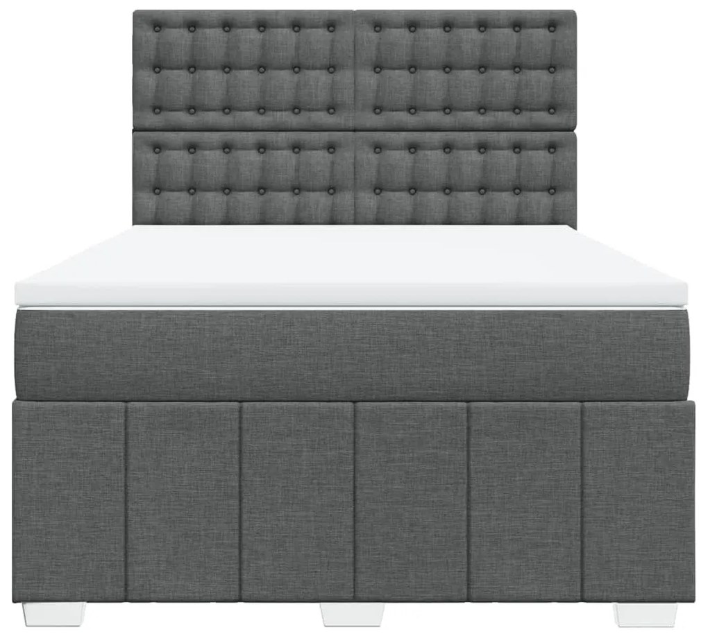 Cama com molas/colchão 140x200 cm tecido cinzento-escuro