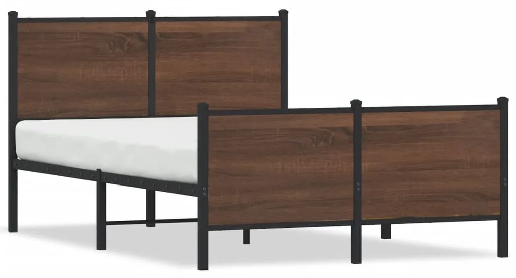 vidaXL Estrutura de cama sem colchão 120x190cm metal carvalho castanho