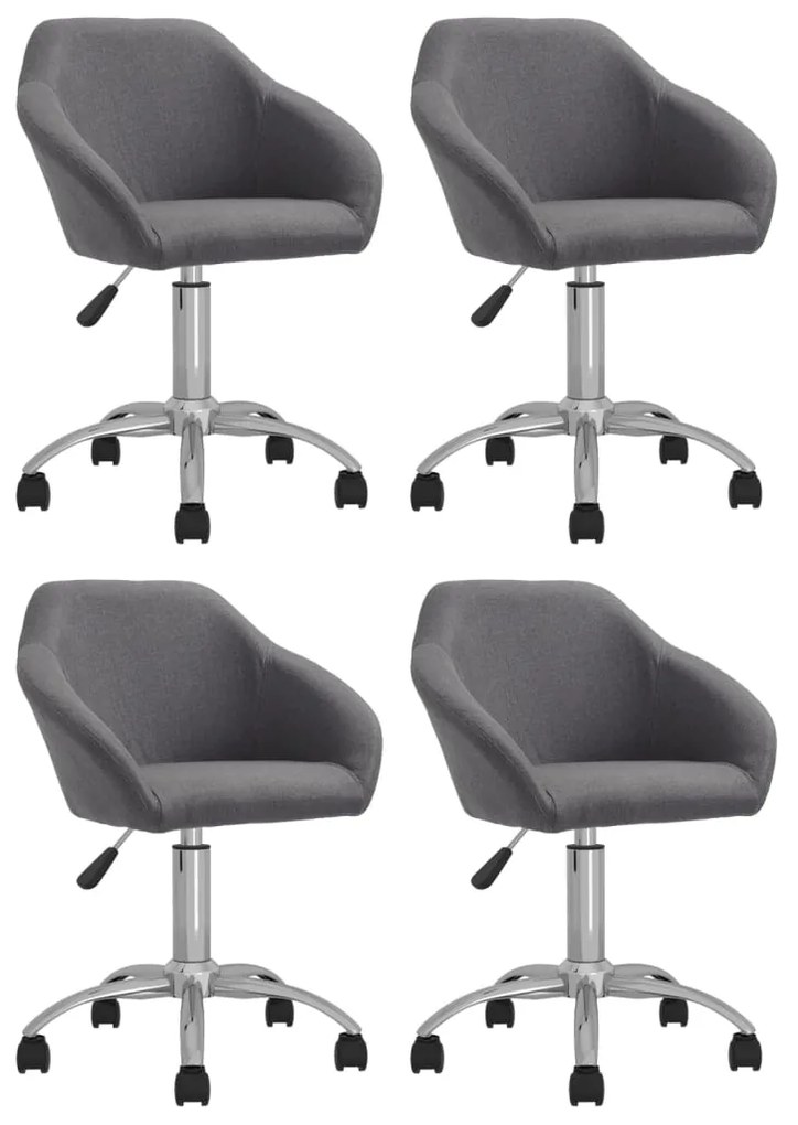 vidaXL Cadeiras de jantar giratórias 4 pcs tecido cinzento-claro