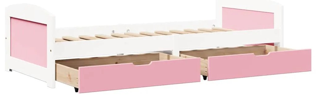 Sofá-cama com 2 gavetas sem colchão 90x200 cm IRUN branco&amp;rosa