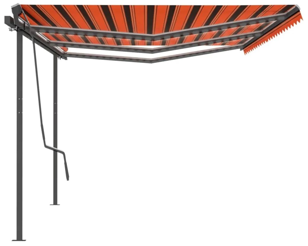 Toldo autom. c/ LED e sensor de vento 6x3,5 m laranja/castanho