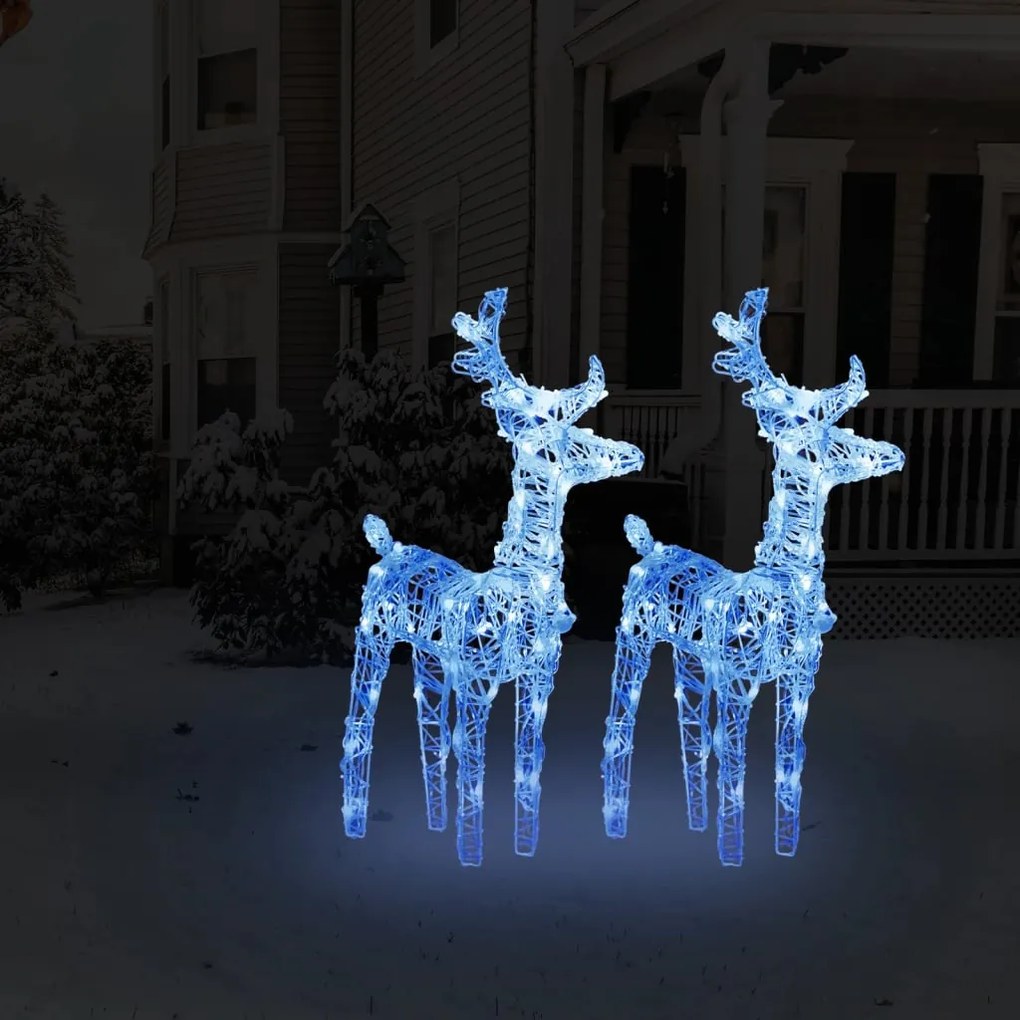 342680 vidaXL Renas de Natal 2 pcs 80 luzes LED acrílico azul