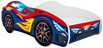 CAMA INFANTIL CRIANÇAS  OFERTA LEDS E COLCHÃO ESPUMA Racing RED BLUE 140 x 70