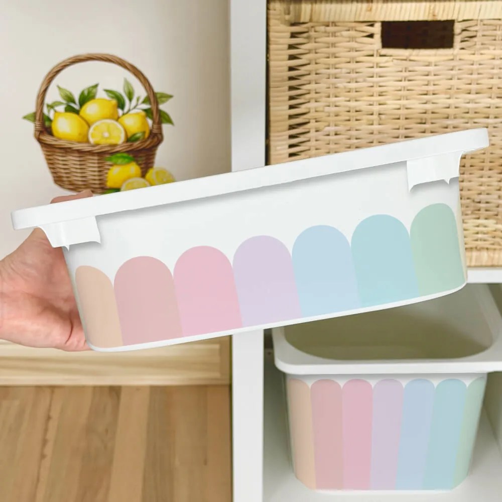 Autocolante para caixa IKEA TROFAST - Arcos em tons pastel (arco-íris)