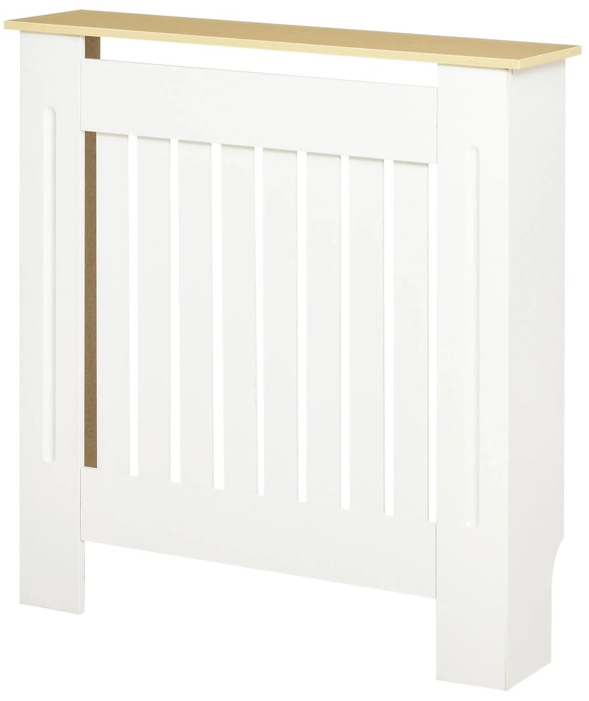HOMCOM Cobertura Radiador 78x19x83cm Cobertura Radiador de MDF e Melamina de Madeira com Dispositivo Anti-Rolamento Desenho Moderno para Sala de Estar Dormitório Branco