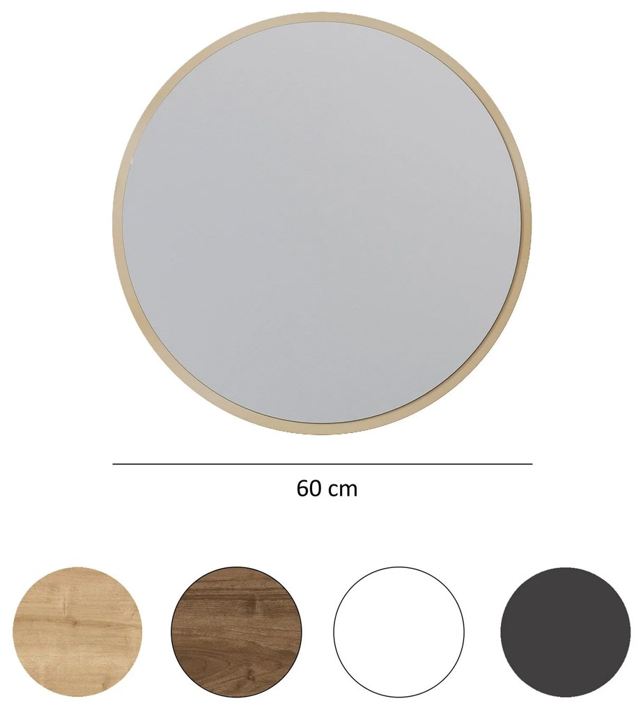 Espelho Decorativo Redondo – Bege – 60x60 cm