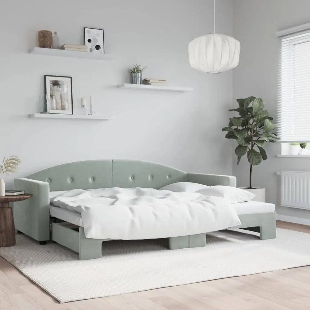vidaXL Sofá-cama com gavetão 80x200 cm veludo cinzento-claro