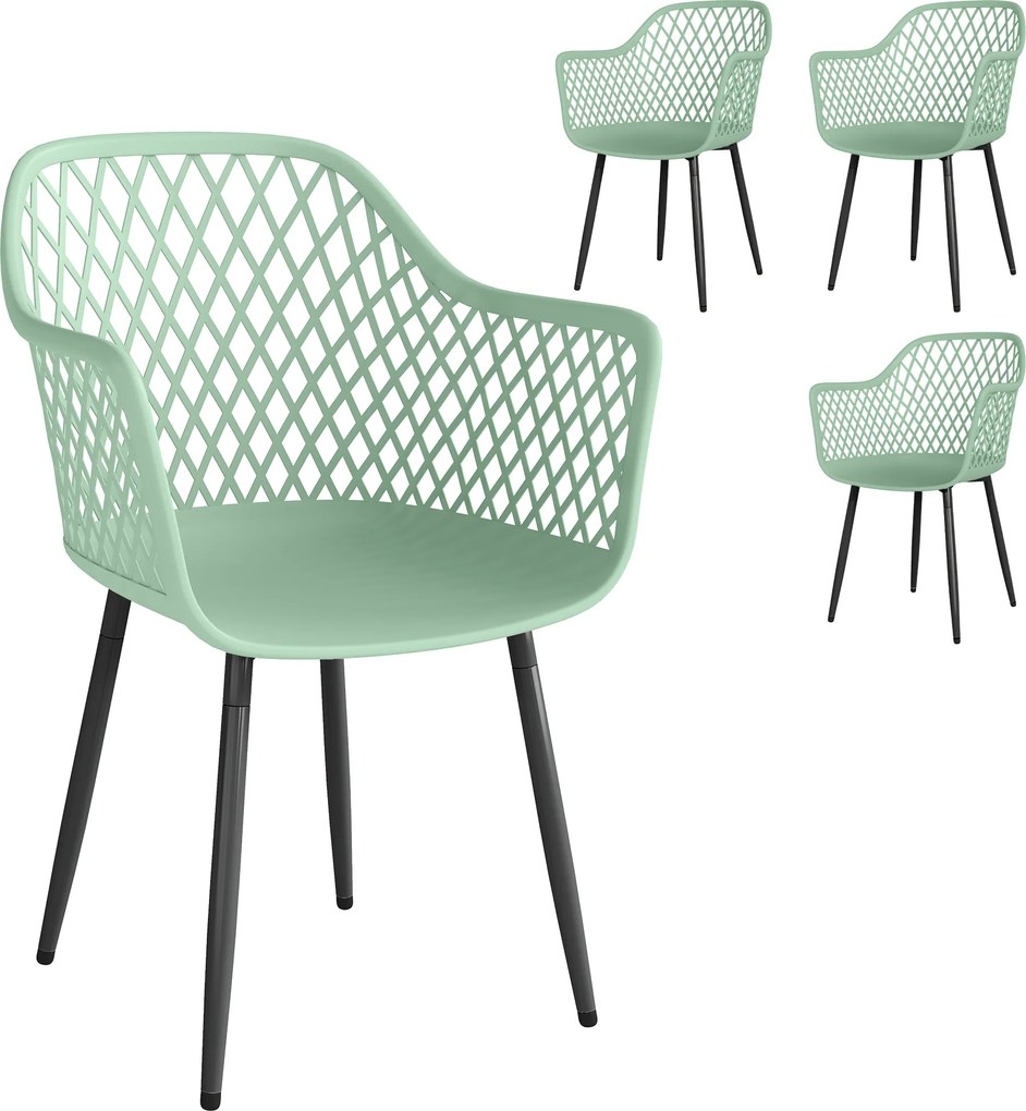 Outsunny Conjunto de 4 Cadeiras de Jardim, com Encosto Diamantado, Apoios de Braço, Verde | Aosom Portugal