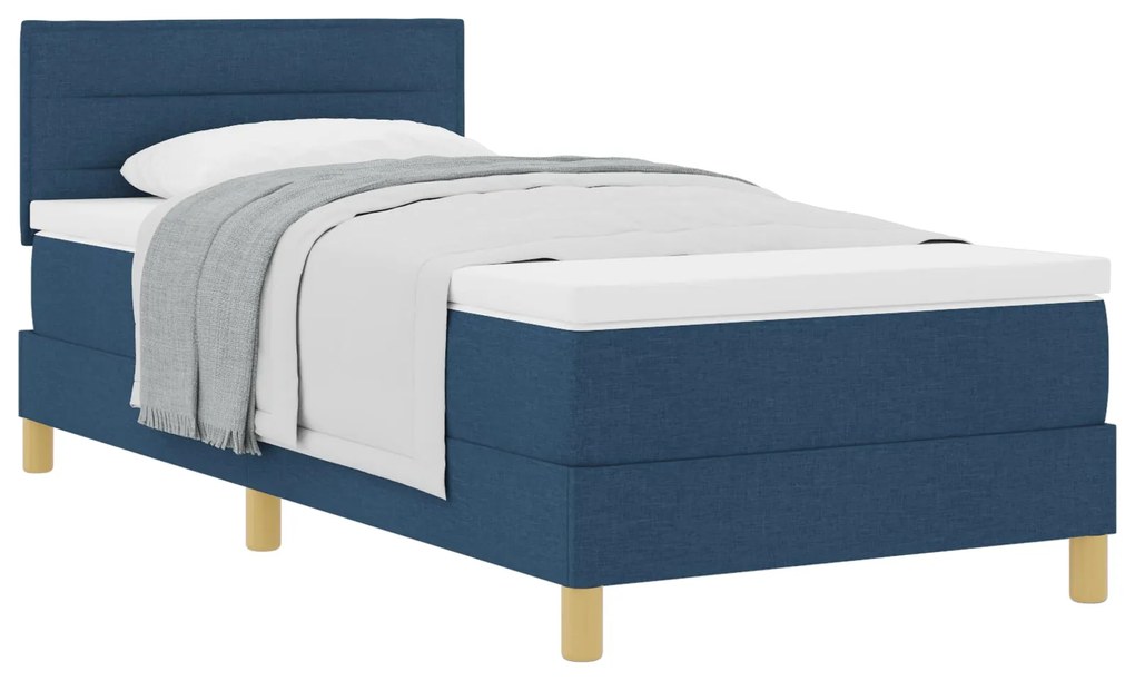 Cama Box Spring com Colchão Azul 80x200 cm Tecido