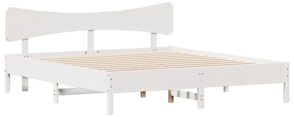 Cama sem colchão 200x200 cm madeira de pinho maciça branco