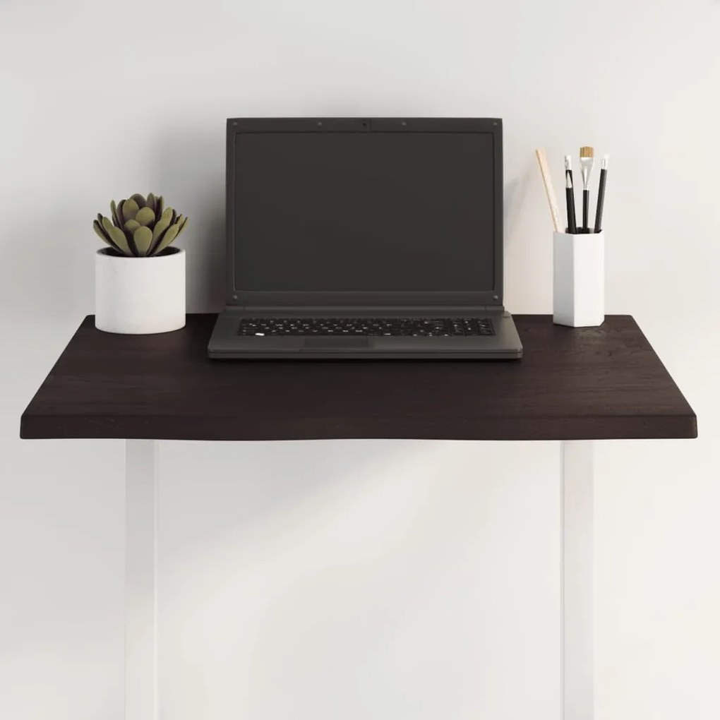 vidaXL Tampo de mesa com bordas vivas carvalho tratado castanho-escuro