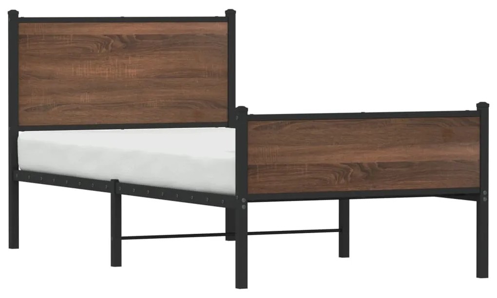 Estrutura de cama sem colchão 90x190 cm metal carvalho castanho