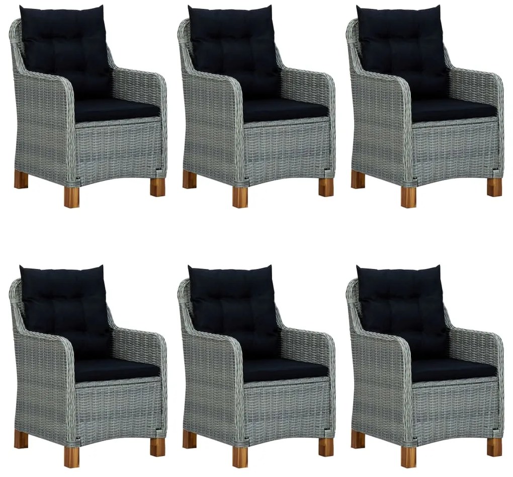 7 pcs conjunto de jantar para jardim cinzento-claro