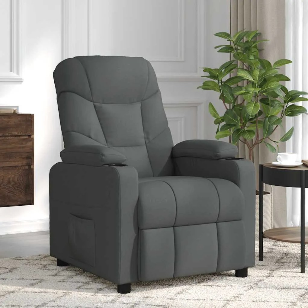 vidaXL Poltrona de massagens tecido cinzento-escuro