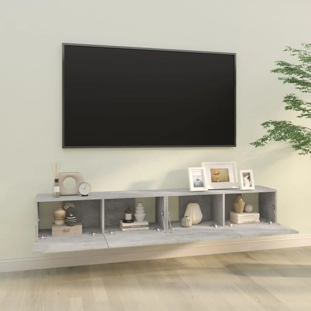 Móveis de TV parede 2pcs 100x30x30cm madeira cinza cimento