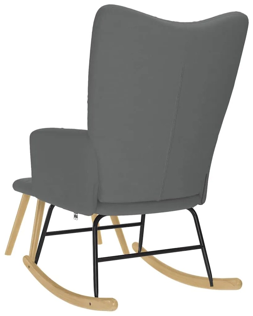 Cadeira de baloiço com banco p/ pés tecido cinzento-escuro