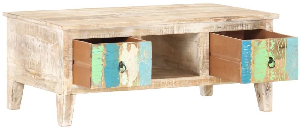 Mesa de centro 100x55x40 cm madeira de acácia áspera