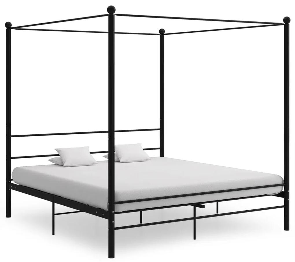 325069 vidaXL Estrutura de cama com dossel 200x200 cm metal preto