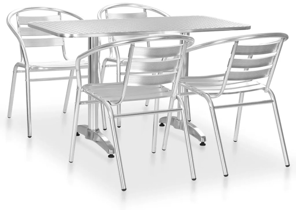 vidaXL 5 pcs conjunto de jantar para exterior alumínio prateado