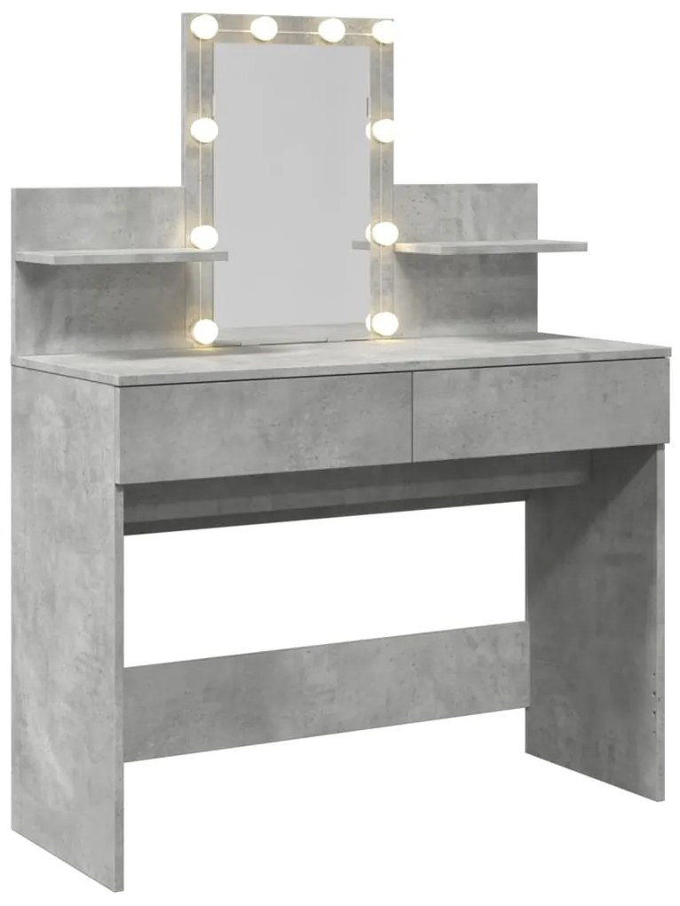 Toucador com LEDs 100x40x130 cm cinzento cimento