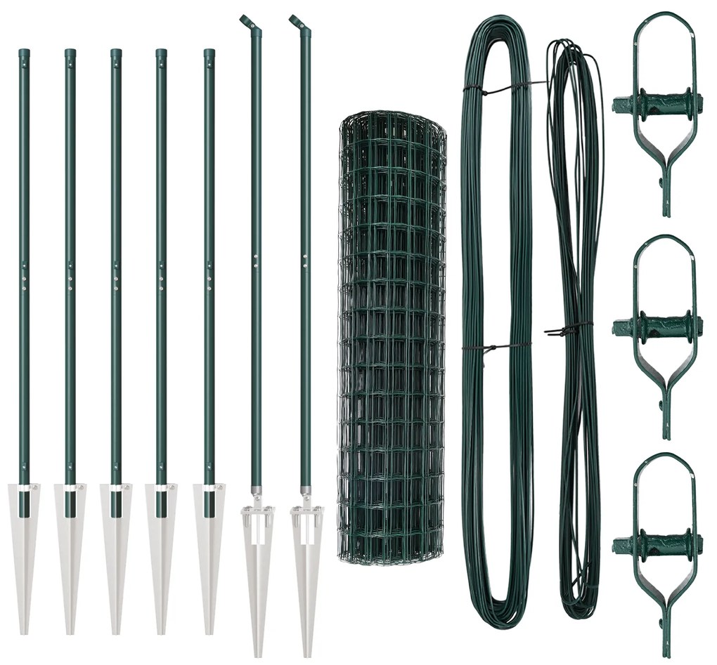 Cerca Euro com 7 Postes de Espeto 1.2x10 m Aço Galvanizado Verde