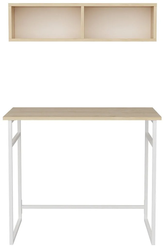 Secretária de Estudo Hussum - Branco Carvalho - 90x60x75 cm