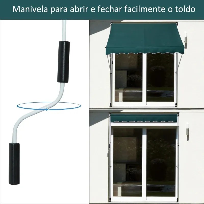 Toldo Portátil Ajustável com Manivela - 200x150cm - Verde