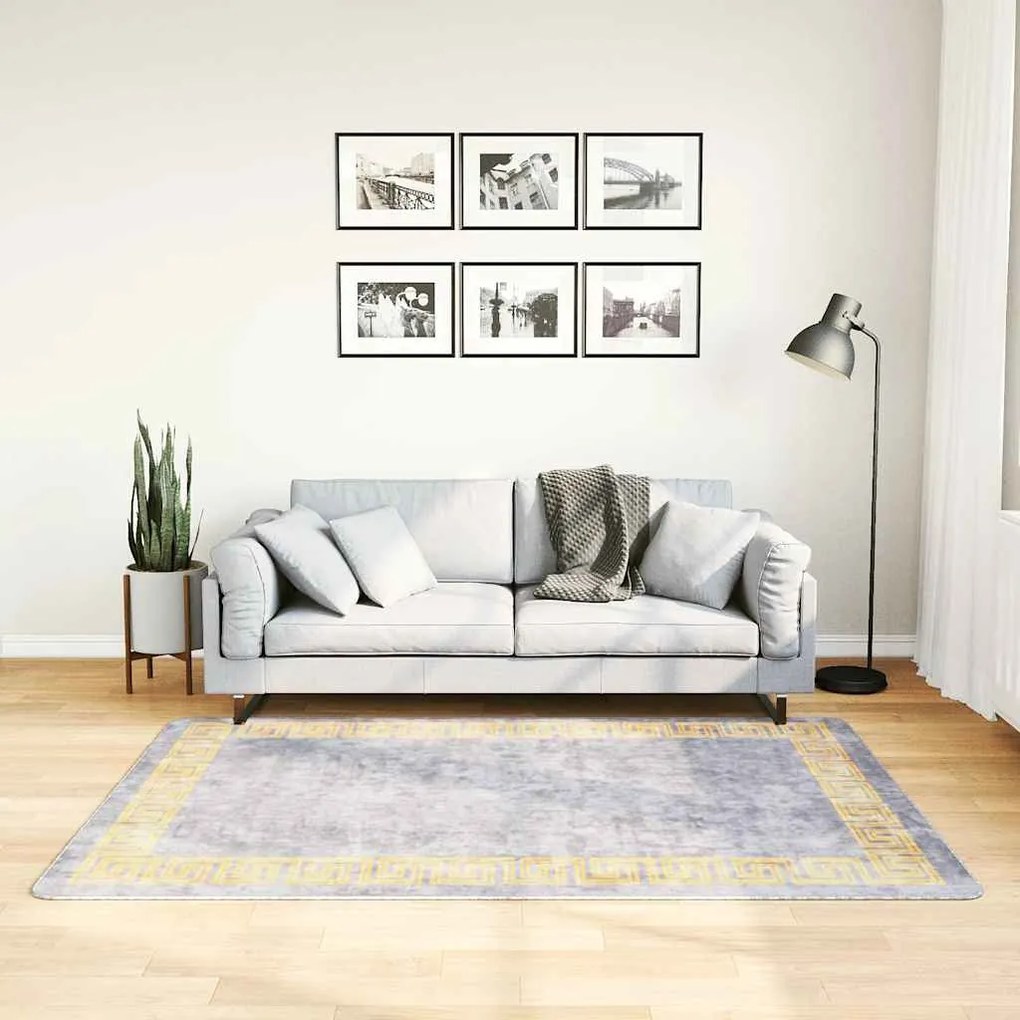 vidaXL Tapete lavável antiderrapante 120x180 cm cinzento