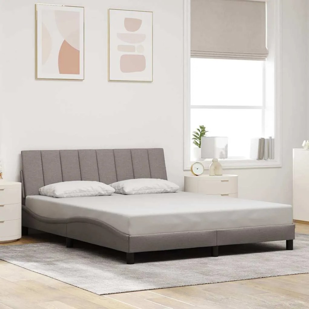 vidaXL Cama sem colchão 160x200 cm tecido castanho-acinzentado
