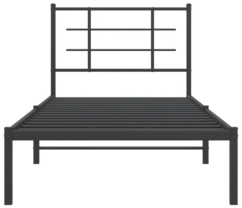 Estrutura de cama com cabeceira 90x200 cm metal preto