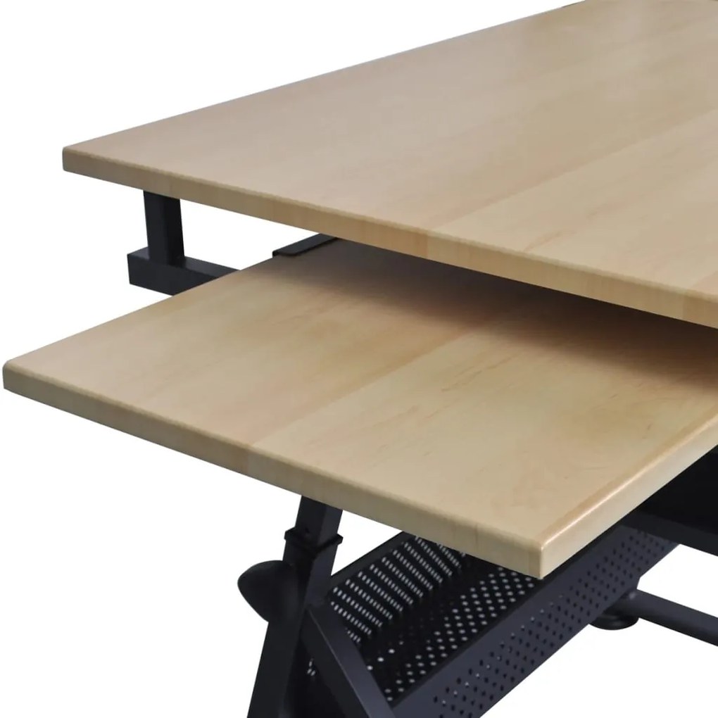 Mesa de desenho com tampo inclinável/banco/2 gavetas
