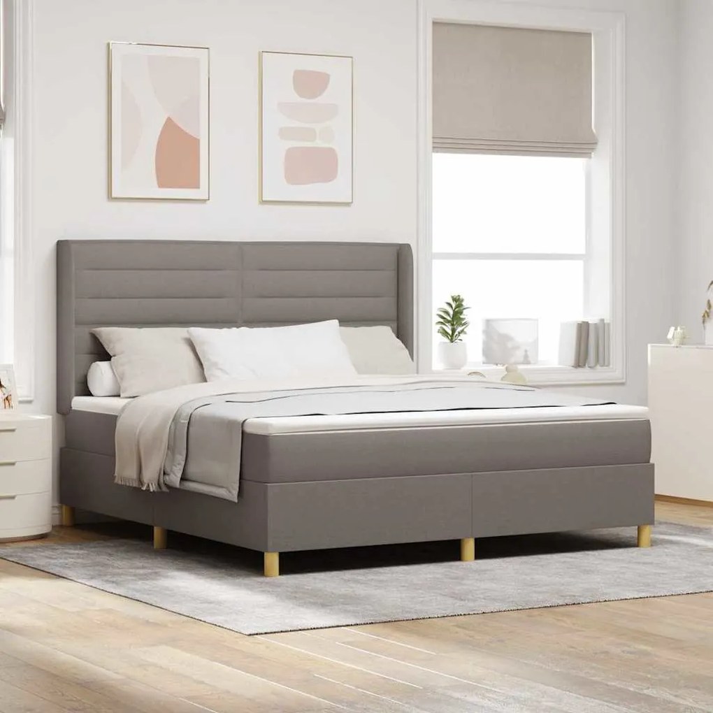 vidaXL Cama Box com colchão Cinzento-acastanhado 180 x 200 cm tecido