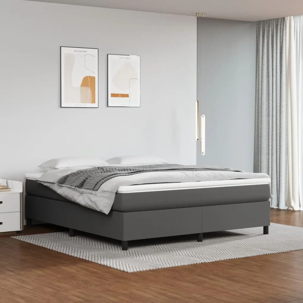 Estrutura de cama com molas 160x200cm couro artificial cinzento